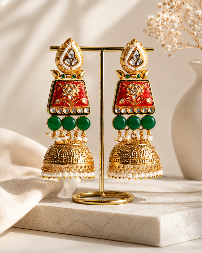 Bindu Meenakari Jhumkas